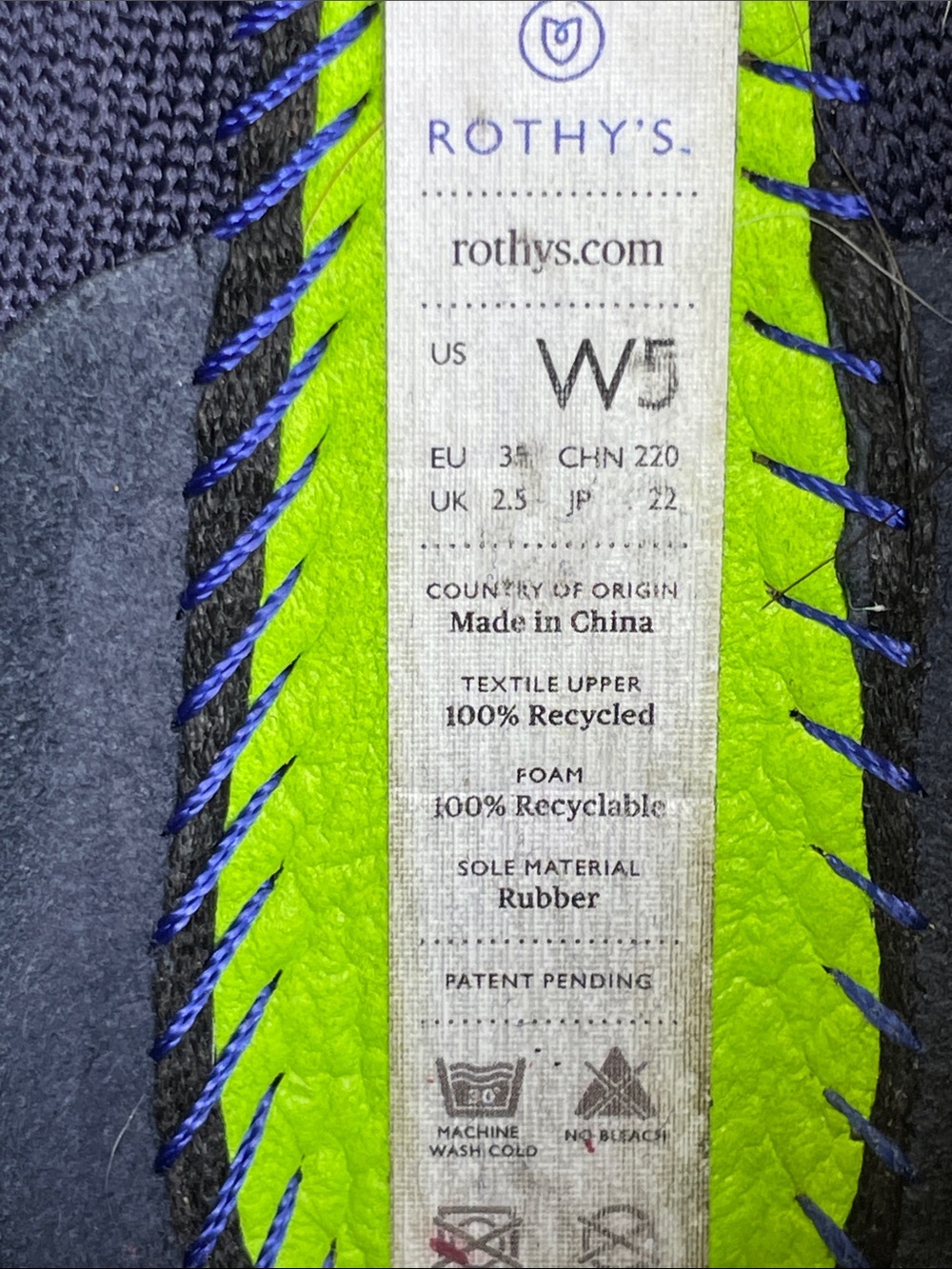 Rothy's Navy Pointed Knit Flats with Blue Trim. Size 5 - Picture 12 of 12
